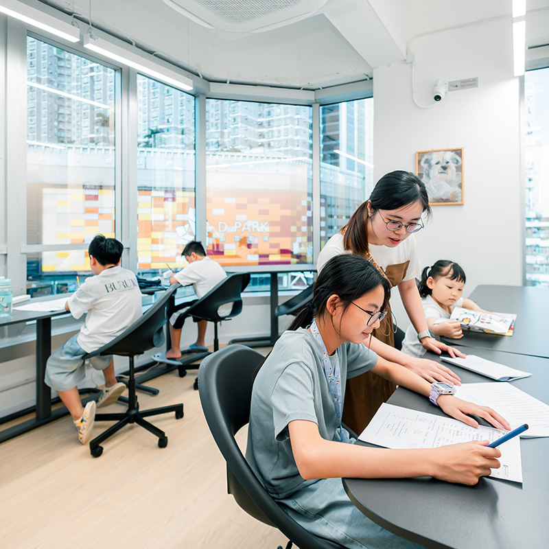 Study Room: A spacious learning environment that accommodates multiple students, with complimentary access to tablets, laptops, educational software and AI-powered learning tools to support study and skills development.